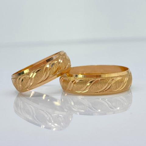 Anillo Argollas Matrimonio Ondas Oro amarillo 18k / Talla 10 - T 6 1/4 / 3,92 Gr *