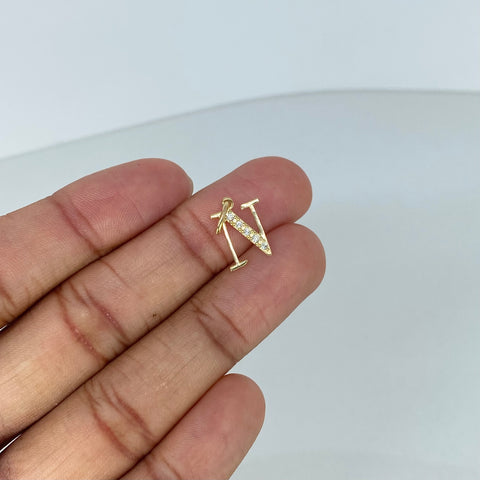 Dije Letra N Circones Blancos Oro amarillo 0,82 Gr / 2,1 Cm †