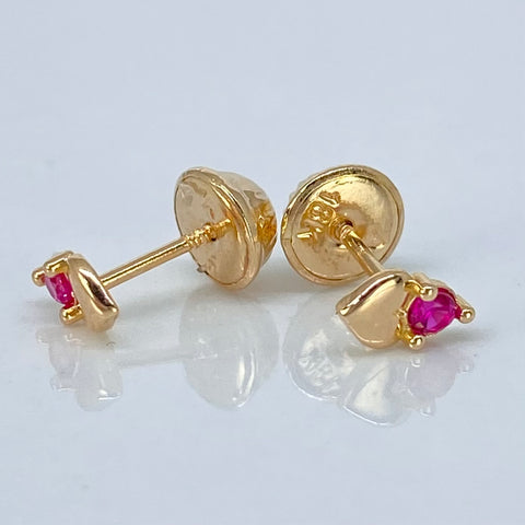 Topos Corazon Circon Fucsia Oro amarillo 18k 0,6 Gr / 3,5 mm †