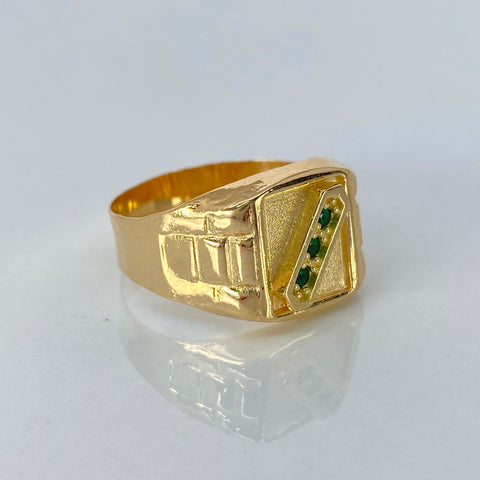 Anillo Sello Circones Verdes Oro amarillo / Talla 10 1/4 / 3,6 Gr †