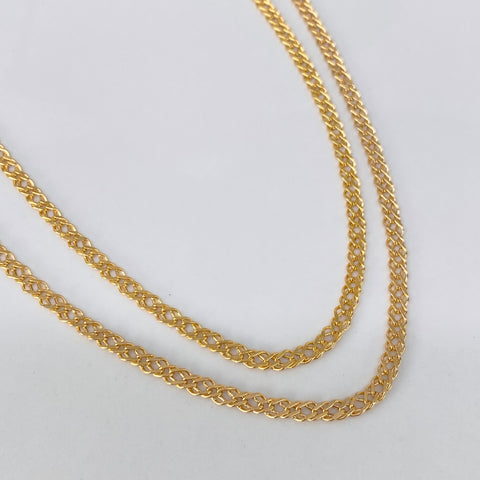 Cadena ● Cubana Doble Oro amarillo 18k 4,25 Gr / 2,8 mm / 60 Cm *