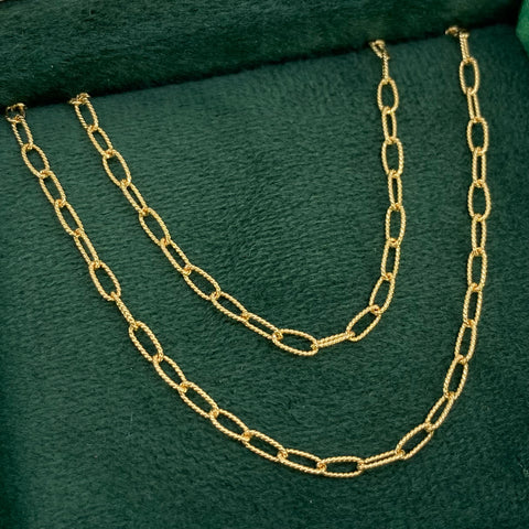 Cadena ● Cajon Entorchado Oro amarillo 18k +3 / 4,77 Gr / 2,5 mm / 50 Cm *