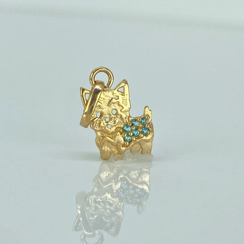 Dije Perro Circones Celestes Oro amarillo 18k 0,87 Gr / 1,7 Cm  *
