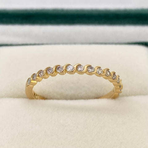 Anillo Circones Blancos Oro amarillo 18k / Talla 8 / 1,94 Gr *