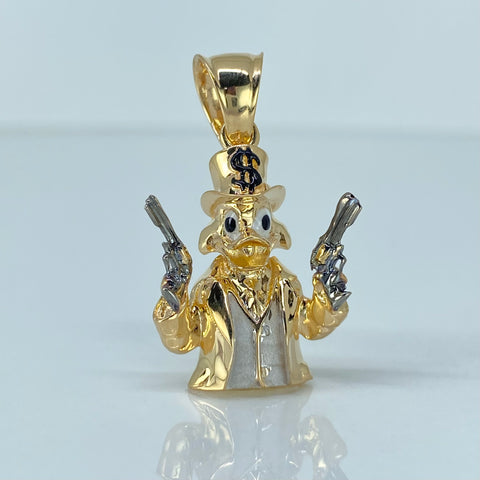 Dije Caricatura Pato Oro amarillo y Oro blanco 5,13 Gr / 3,5 Cm