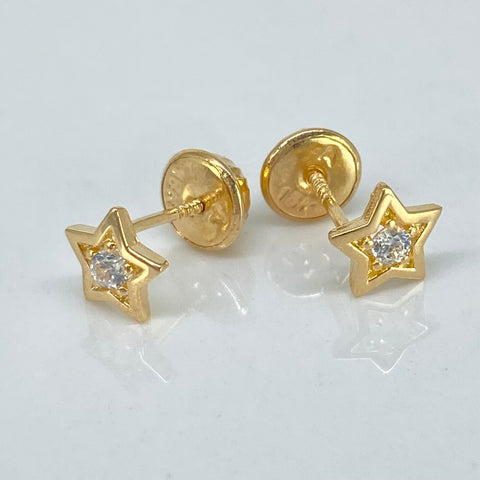 Topos Estrellas Circones Blancos Oro amarillo 18k 0,75 Gr / 6 mm *