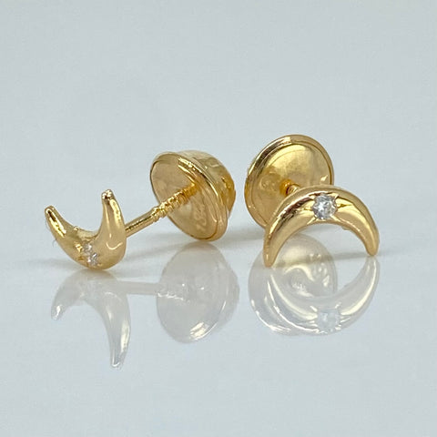 Topos Luna Circon Blanco Oro amarillo 18k 0,55 Gr / 4 mm †