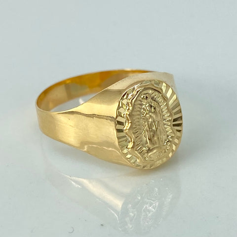 Anillo Sello Virgen Guadalupe Oro amarillo 18k / Talla 8 1/2 / 1,92 Gr