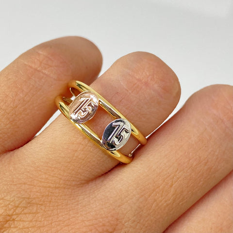 Anillo # 15  Tres oros 18k / Talla 10 / 1,92 Gr