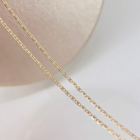 Cadena ● Escalera Plana Diamantada Tres oros 18k 1,35 Gr / 1,2 mm / 45 Cm *