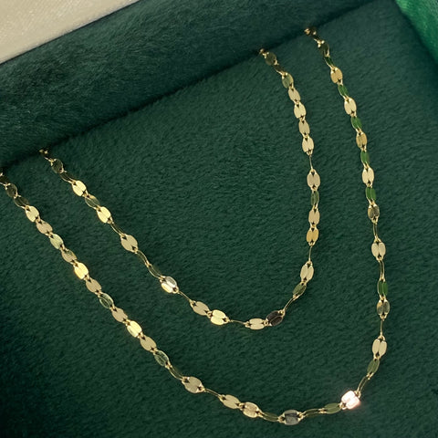 Cadena ● Flor Espejo Oro amarillo 18k +2 / 1,04 Gr / 1,5 mm / 50 Cm *