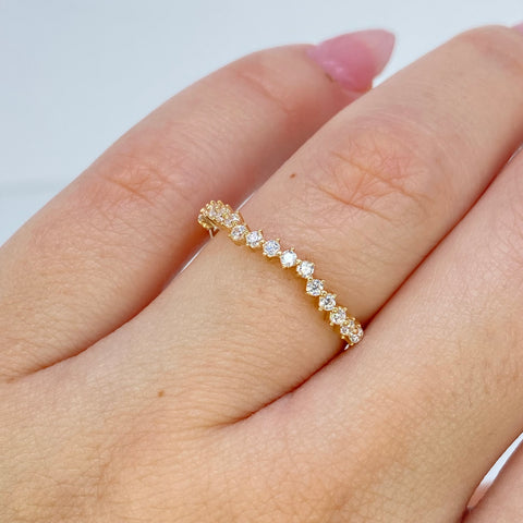 Anillo Churumbela Circones Blancos Oro amarillo 18k / Talla 7 / 1 Gr †