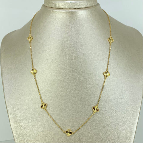 Cadena ● Aro Seguido Trebol Diamantado Oro amarillo 18k +3 / 4,42 Gr / 1 mm / 45 Cm