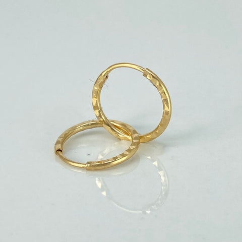 Candongas Imperdibles Diamantadas Oro amarillo 18k 0,62 Gr / 1,3 Cm *