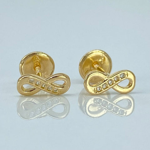 Topos Infinito Circones Blancos Oro amarillo 18k 0,75 Gr / 8 mm †