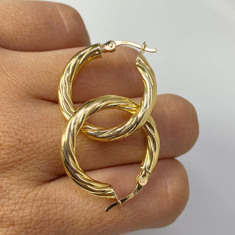 Candongas Entorchadas Oro amarillo 18k 3,69 Gr / 2,5 Cm  *