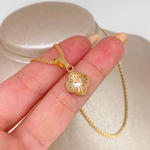 Set Cadena ● China+ Dije Trebol Oro amarillo 18k 3,1 Gr / 1,7 mm / 50 Cm †