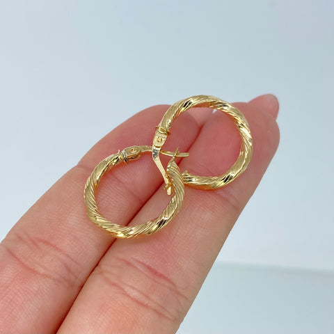 Candongas Rayadas Oro amarillo 1,5 Gr / 2 Cm *