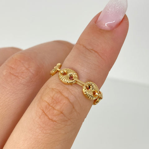 Anillo GC Diamantado 6 Eslabones Oro amarillo 18k / Talla 5 / 1,07 Gr / 5,5 mm *