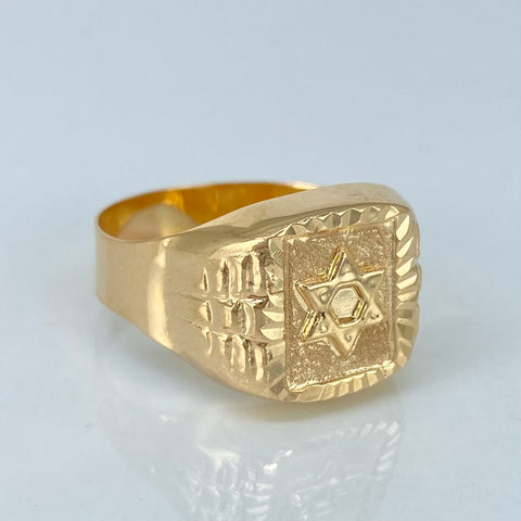 Anillo Sello Estrella De David Oro amarillo / Talla 11 1/4 / 2,8 Gr
