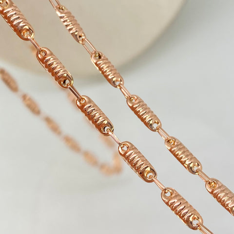 Cadena Rustico Eslabones Diamantados Oro rosa 18k 6,40 Gr / 3,3 mm / 60 Cm *