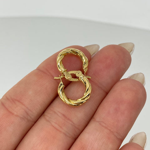 Candongas Entorchadas Oro amarillo 18k 1,45 Gr / 1,5 Cm *