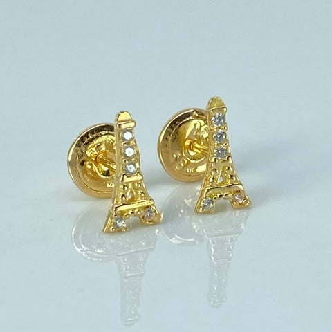 Topos Torre Circones Blancos Oro amarillo 18k 0,85 Gr / 4,7 mm