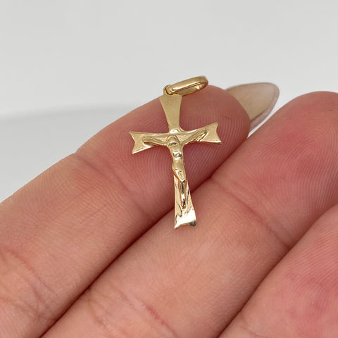 Dije Cruz Cristo Oro amarillo 18k 0,91 Gr / 2,5 Cm †