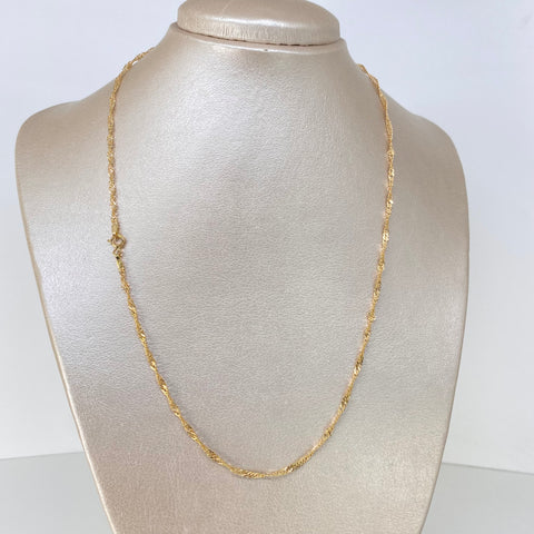 Cadena ● Singapur Oro amarillo 18k +3 / 2,1 Gr / 2,1 mm / 50 Cm †
