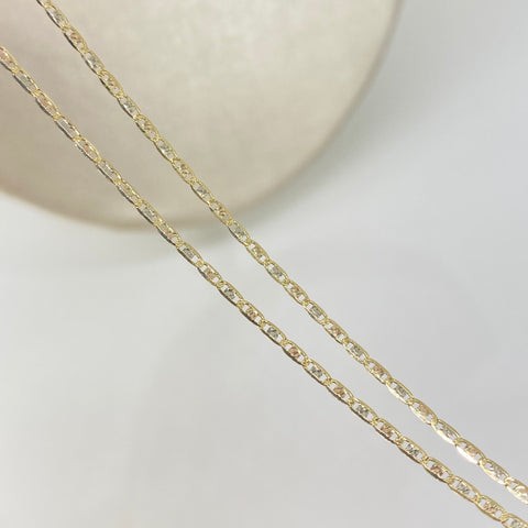 Cadena ● Escalera Plana Diamantada Tres oros 18k 2,15 Gr / 1,5 mm / 50 Cm †