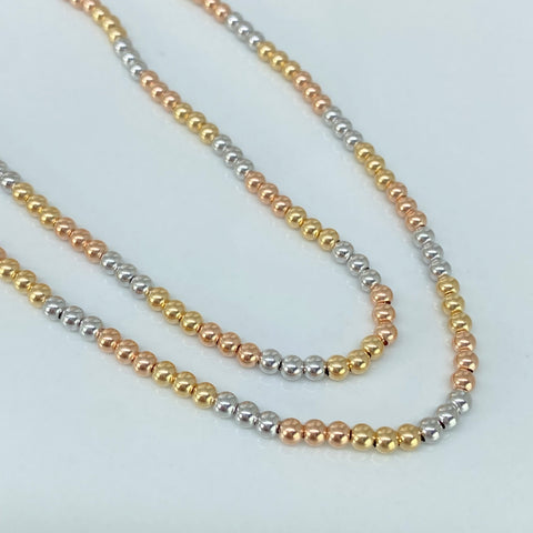 Cadena ● Bolas Lisas ESP Tres oros 18k +3 / 2,68 Gr / 3 mm / 45 Cm *