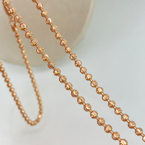 Cadena Militar Diamantado Luna NAC ESP Oro rosa 18k +1 / 19 Gr / 3 mm / 60 Cm *