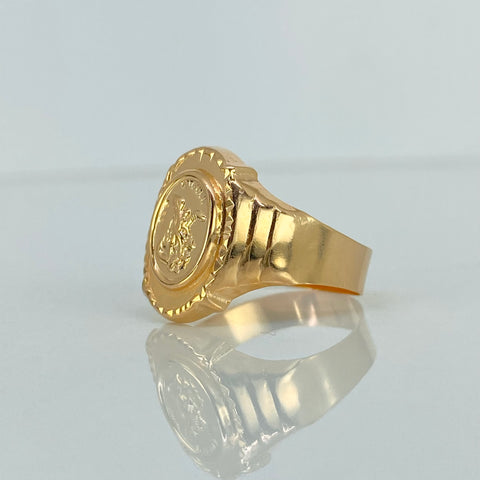 Anillo Sello San Miguel Arcangel Oro amarillo 18k / Talla 10 / 3,18 Gr *