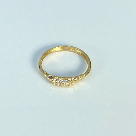 Anillo Centro Circones Blancos Oro amarillo 18k / Talla 5 / 1,24 Gr *