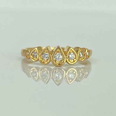 Anillo Churumbela Gotas Circones Blancos Oro amarillo 18k / Talla 6 / 2,45 Gr †