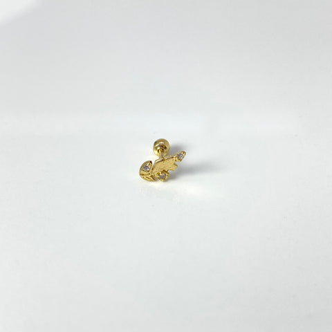 Piercing Hoja Circones Blancos Oro Amarillo 18k (Joya) / 0,51 gr / 8,7 mm / (Oreja)