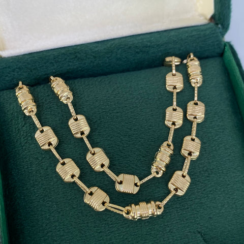Cadena Rustico Eslabones Diamantados Oro amarillo 18k 13,00 Gr / 5,5 mm / 62 Cm *