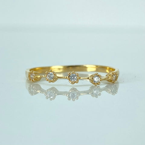 Anillo Circulos Circones Blancos Oro amarillo 18k / Talla 7 / 1,12 Gr