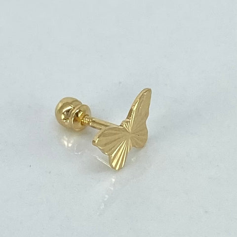 Piercing Mariposa Diamantada / Oro Amarillo 18k (Joya) / 9mm / 0,43gr / 1cm / (Oreja) †