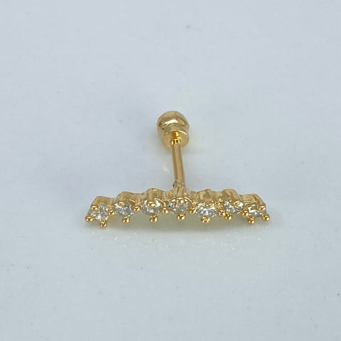 Piercing Linea Curva Circones Blancos / Oro Amarillo 18k (Joya) / 0,80 gr / 16,4 mm / (Oreja) *