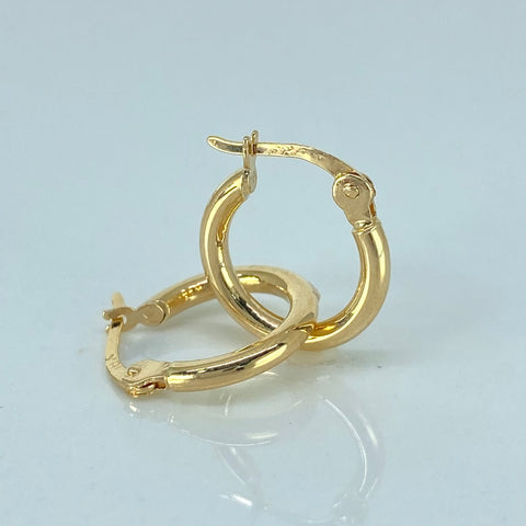 Candongas Redondas Lisas Oro amarillo 18k 1,26 Gr / 1,5 Cm  *