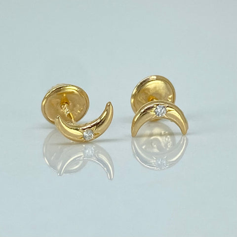 Topos Luna Circon Blanco Oro amarillo 18k 0,55 Gr / 4 mm †