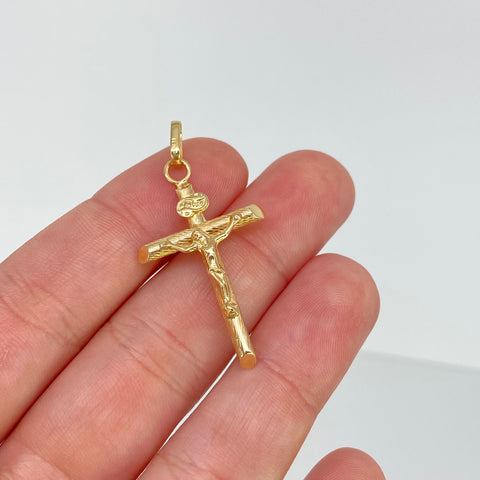 Dije Cruz  Diamantada Cristo  Oro amarillo 18k 1,16 Gr / 4 Cm  *
