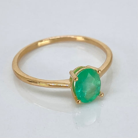 Anillo Solitario Esmeralda 85PTS Oro amarillo 18k / Talla 6 1/4 / 1,5 Gr