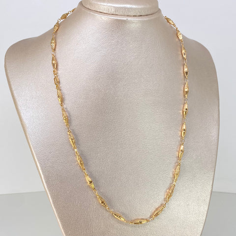 Cadena Rustica Eslabones Diamantados Rombos Oro amarillo 6,78 Gr / 4 mm / 50 Cm *