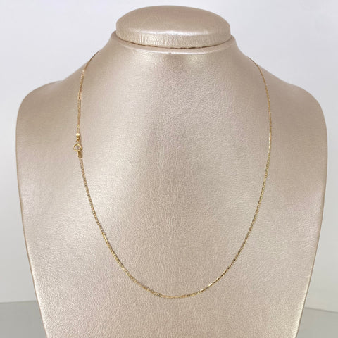 Cadena ● Escalera Plana Diamantada Tres oros 18k 1,35 Gr / 1,2 mm / 45 Cm