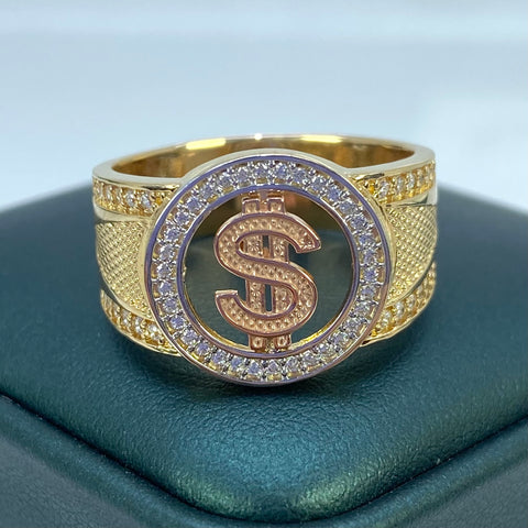 Anillo Signo $ Circones Blancos Tres oros 18k / Talla 11 / 8,80 Gr