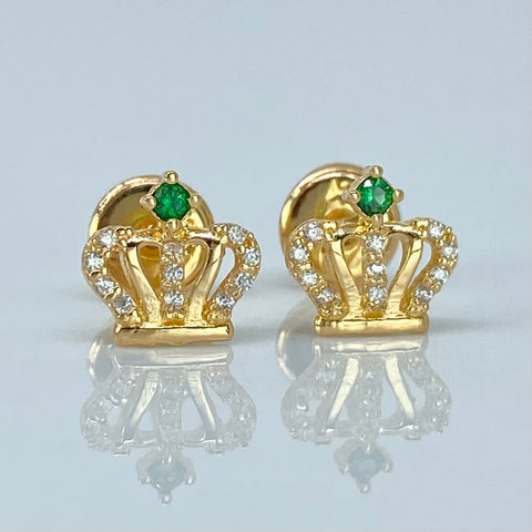 Topos Corona Circon Verde Blancos Oro amarillo 18k 0,85 Gr / 7,3 mm †