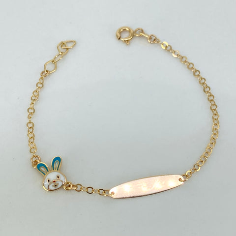 Pulso ● Placa Aro Seguido Conejo Oro amarillo 18k +3 / 1,35 Gr / 4 mm / 14 Cm *