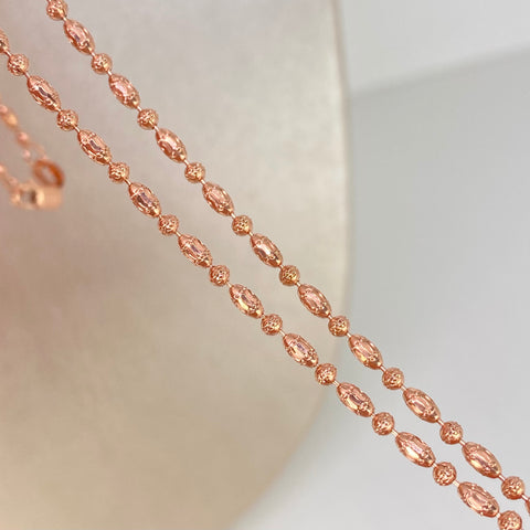 Cadena ● Militar Diamantado Luna Puntos Oro rosa 18k +3 / 9,6 Gr / 2 mm / 60 Cm †